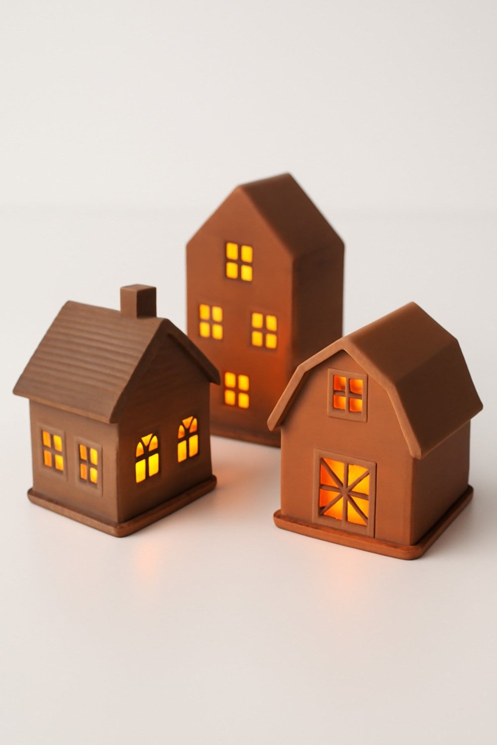 3 Adet Dekoratif Aydınlatma Mumluk Mini Ev Set Plastiktir. Tea Light Mum Dahildir.