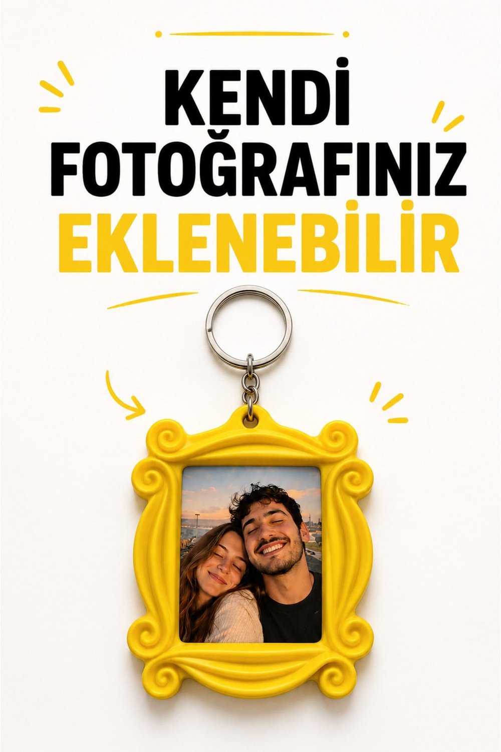 Kişiselleştirilebilir 1 ADET Friends Polaroid Fotoğraf Çerçevesi Anahtarlık- Fotoğrafınızı Ekleyin Anahtarlık- Monica Kapı Çerçevesi Anahtarlık Fotoğraf Eklenir