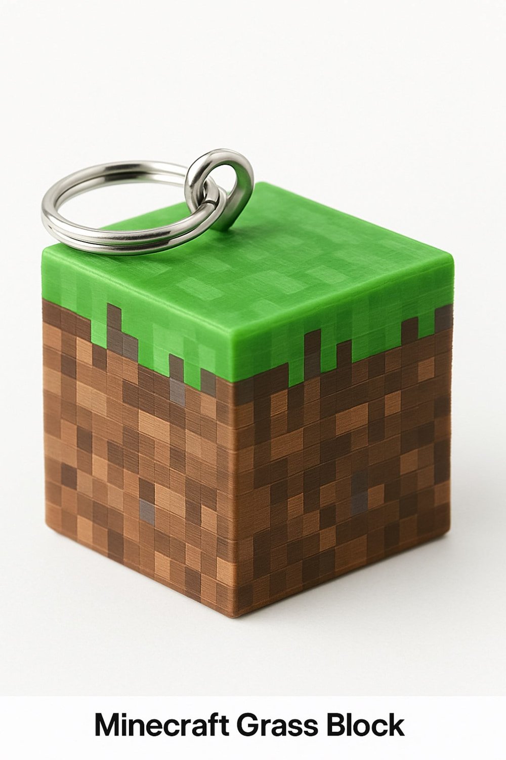 Minecraft Grass Block Küp Anahtarlık 3D Baskı Plastik