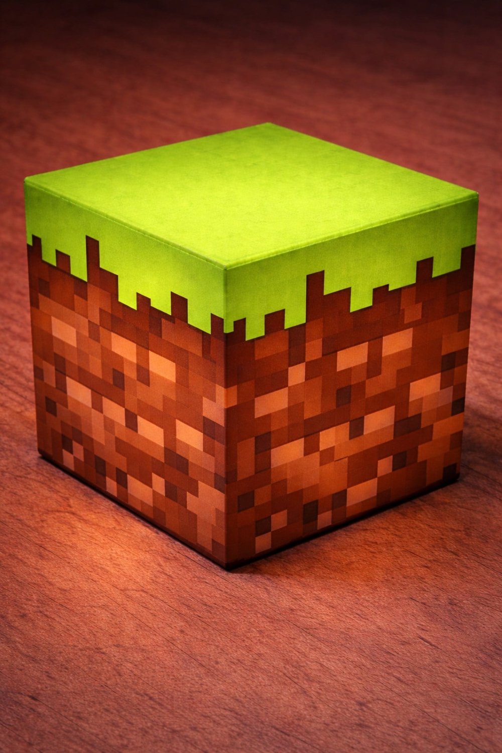 Minecraft Lamba - Çim Blok Dekorasyon Masa Lambası (Mum dahildr)