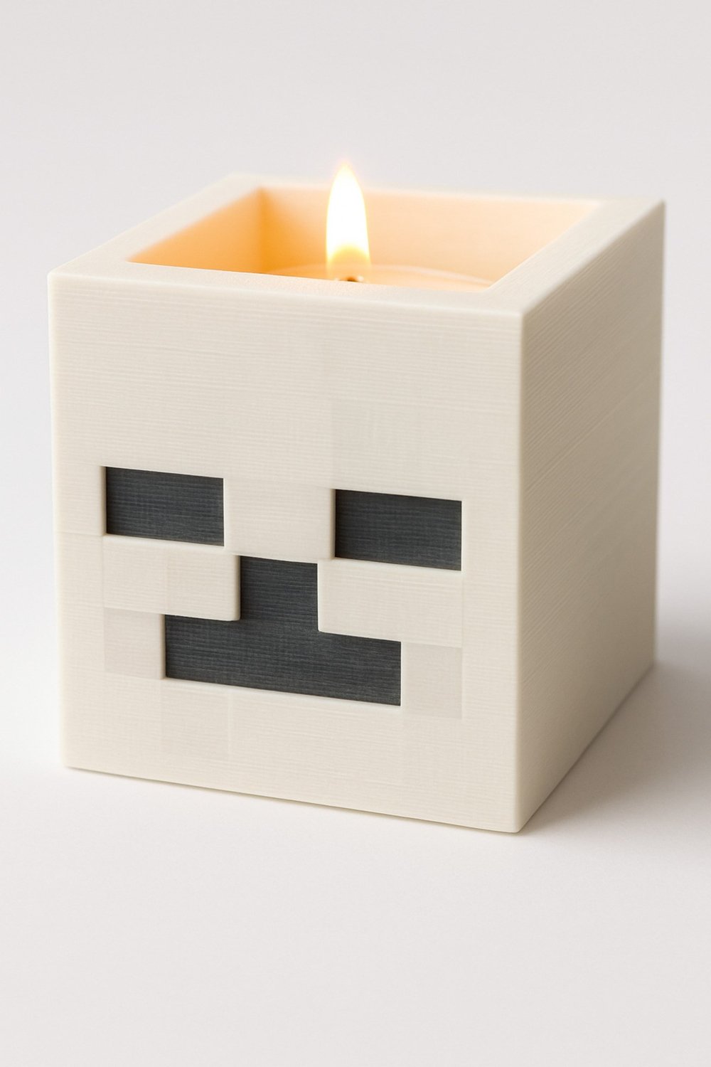 Minecraft Skeleton Kafa Tea Light Tutucu Mum Dekor 3D Baskı