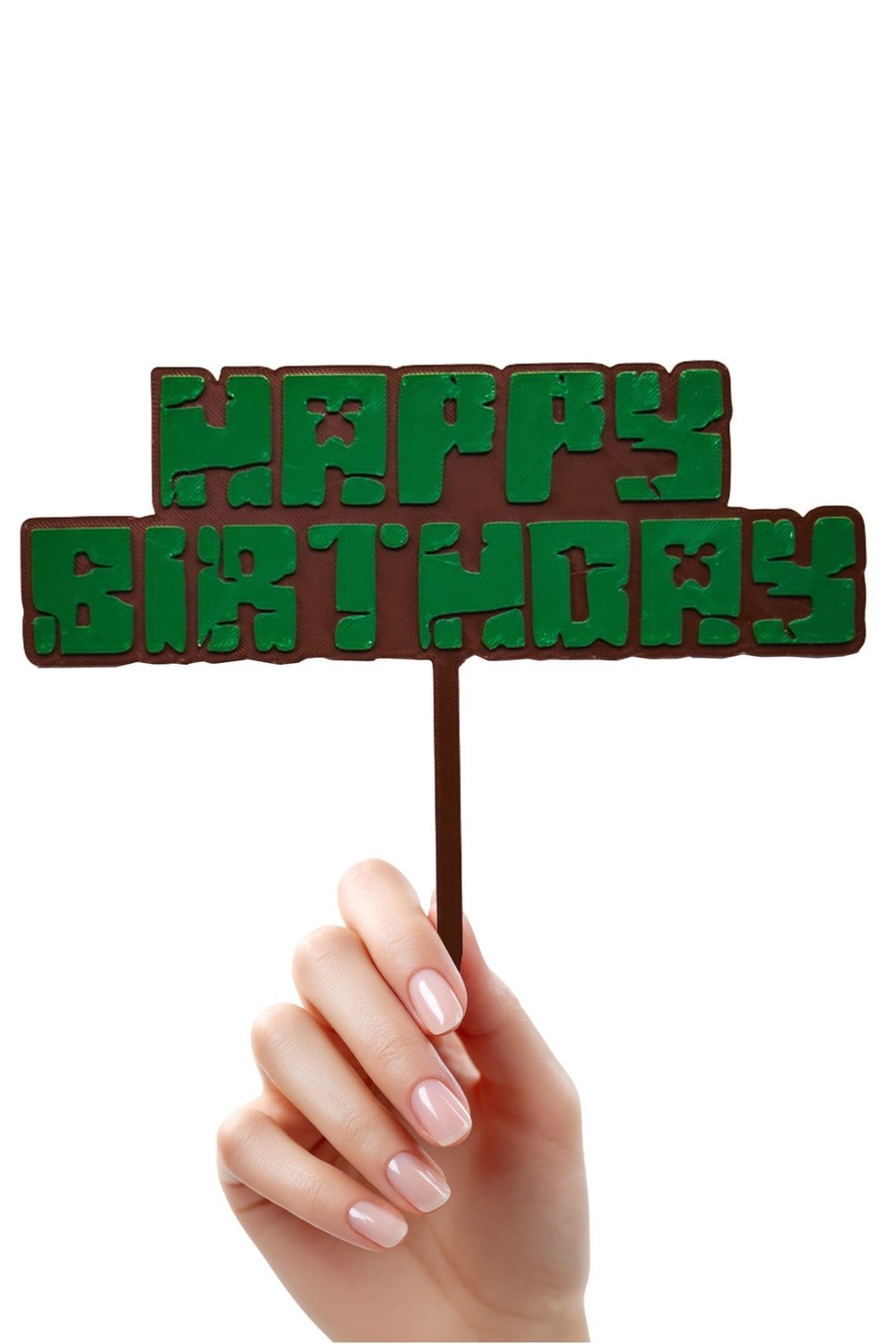 Minecraft Temalı Pasta Üstü Yazısı Happy Birthday (Doğum Günü Pasta Üzeri Süsü)
