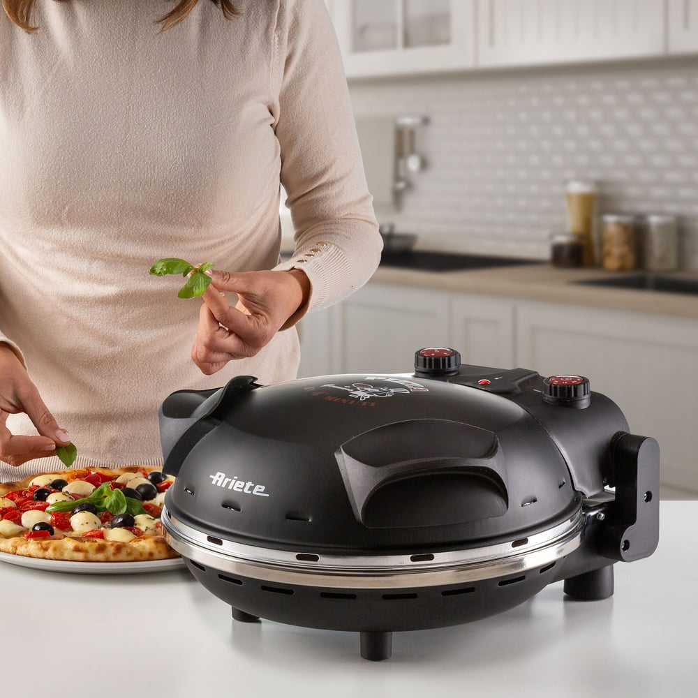 Ariete Pizza Fırını 1200W 400°C Doğal Taş Pişirme Plakalı Siyah 0917/00