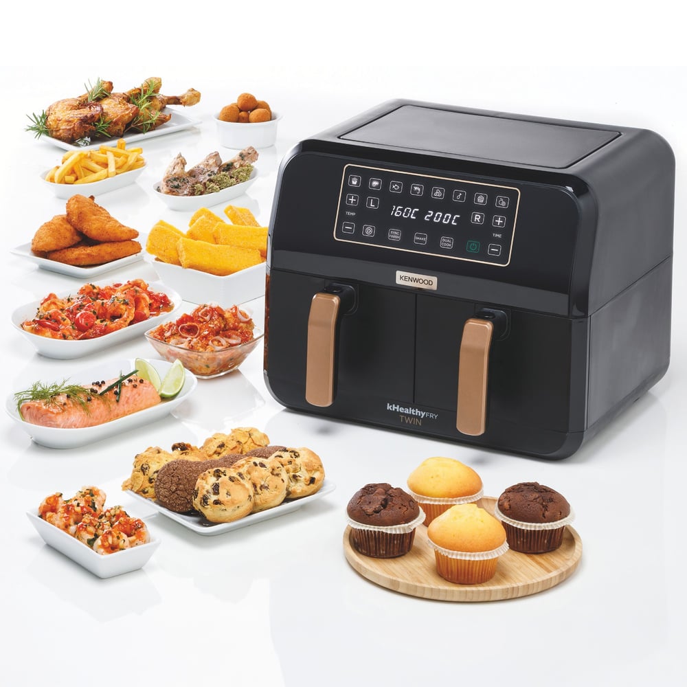 Kenwood Dual BK Copper Çift Pişirme Hazneli Sıcak Hava Fritözü HFP70.000BK