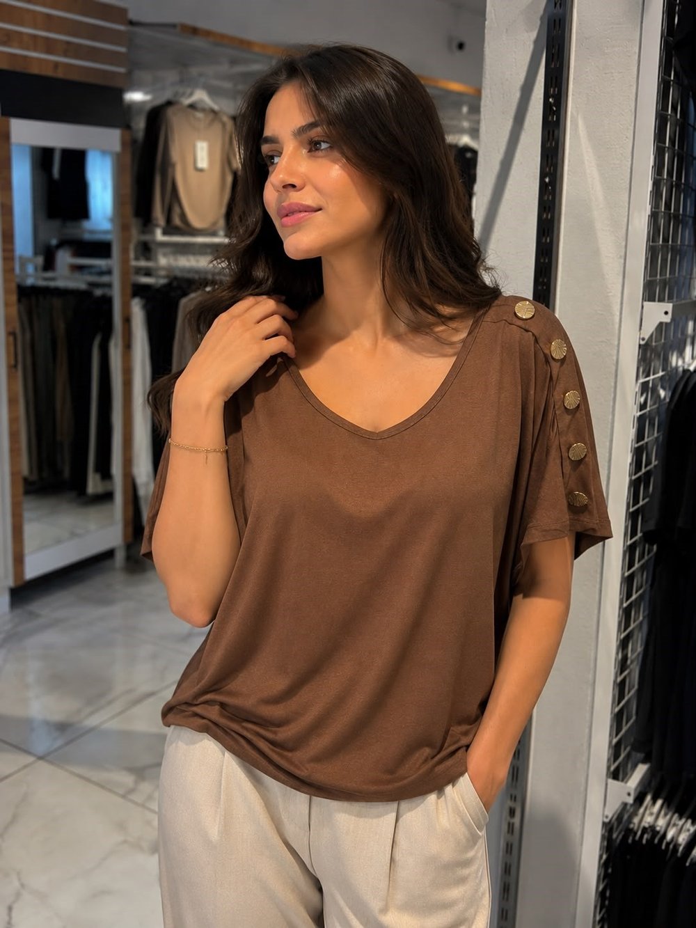 SCL Düğme Detay Bluz