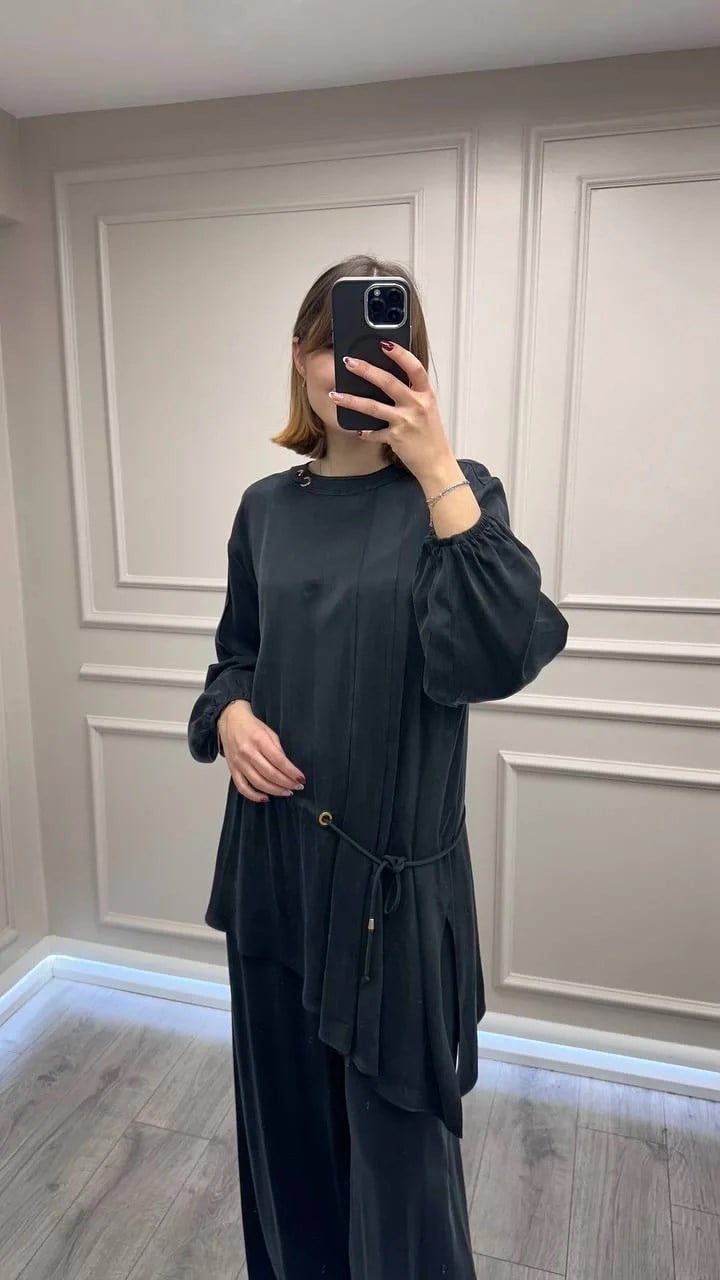 Clande CL25023001 Siyah Yanı Detaylı Bluz