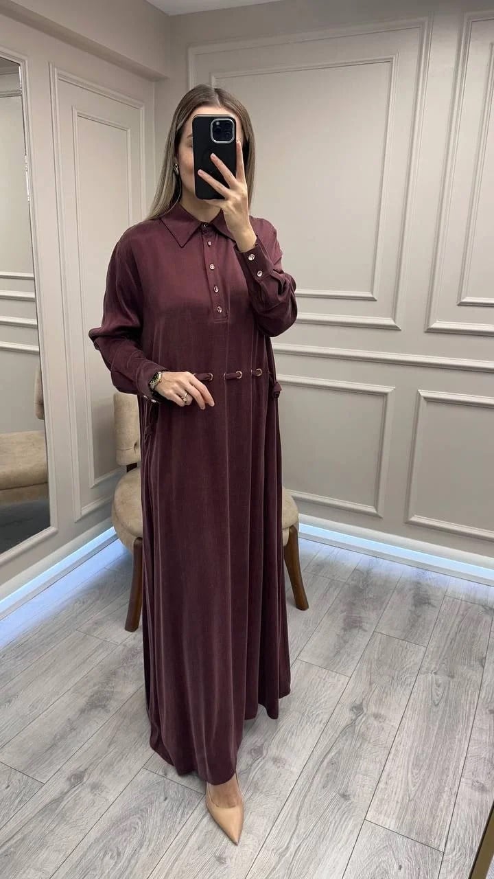 Clande CL25025007 Bordo Bel Detaylı Elbise