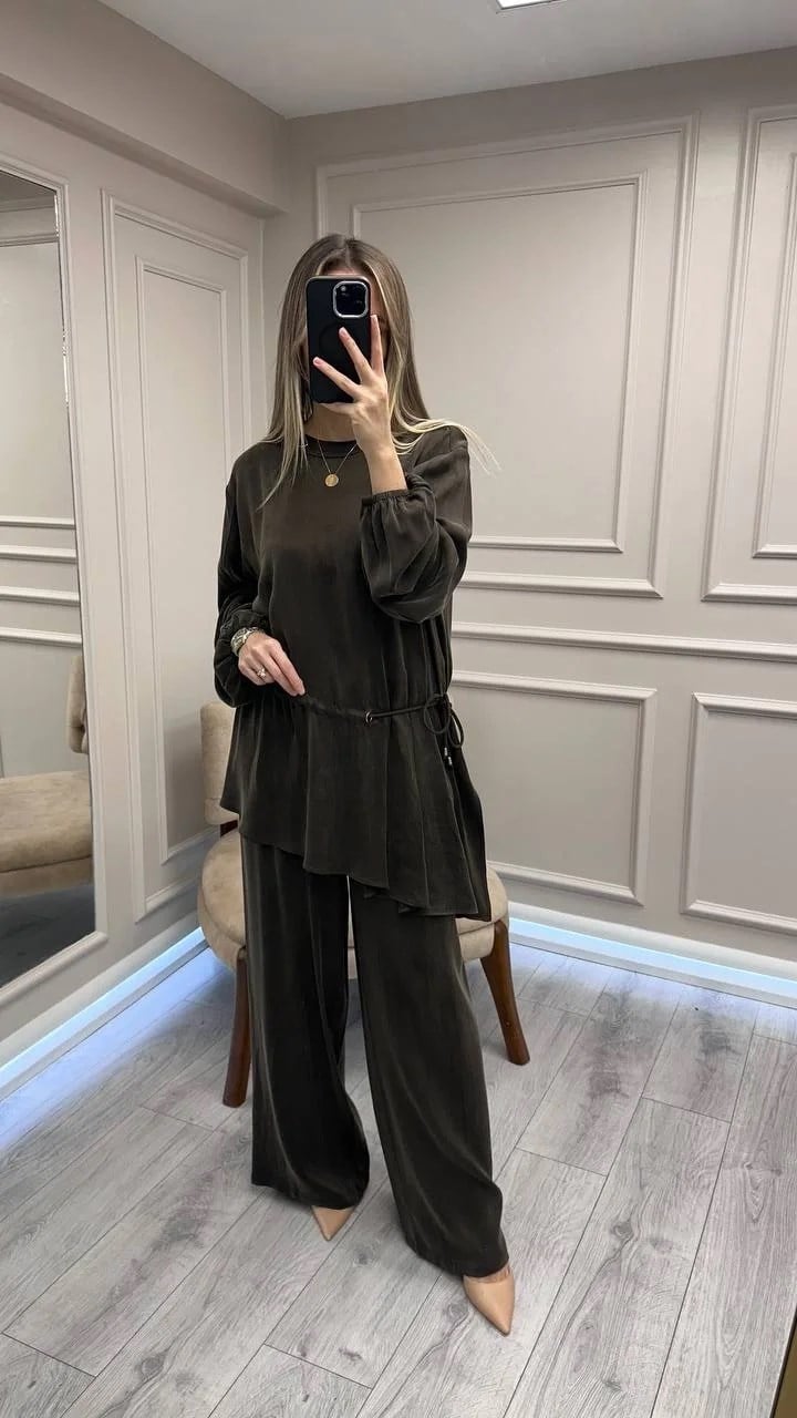 Clande CL3001-1017 Kahve Bluz Pantolon Takım