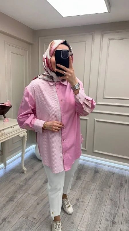 Ghisa 3610G4311 Pembe Arkası Detaylı Gömlek
