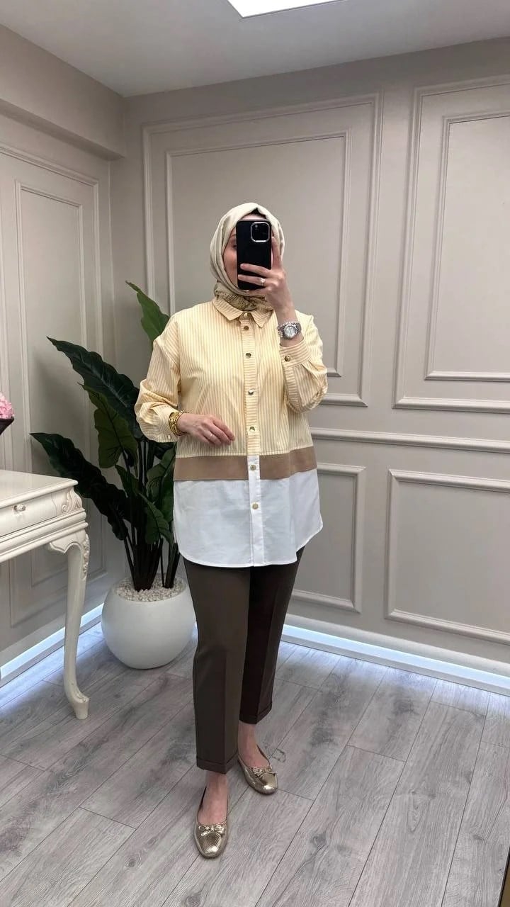 Ghisa 3610G4429 Sarı Ribana Detaylı Gömlek
