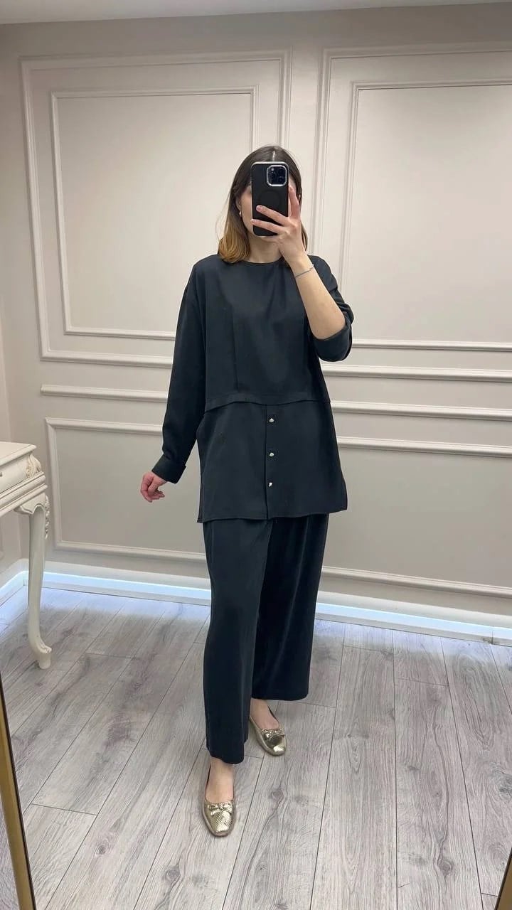 Ghisa 3610T9164 Siyah Önü Düğme Detaylı Takım