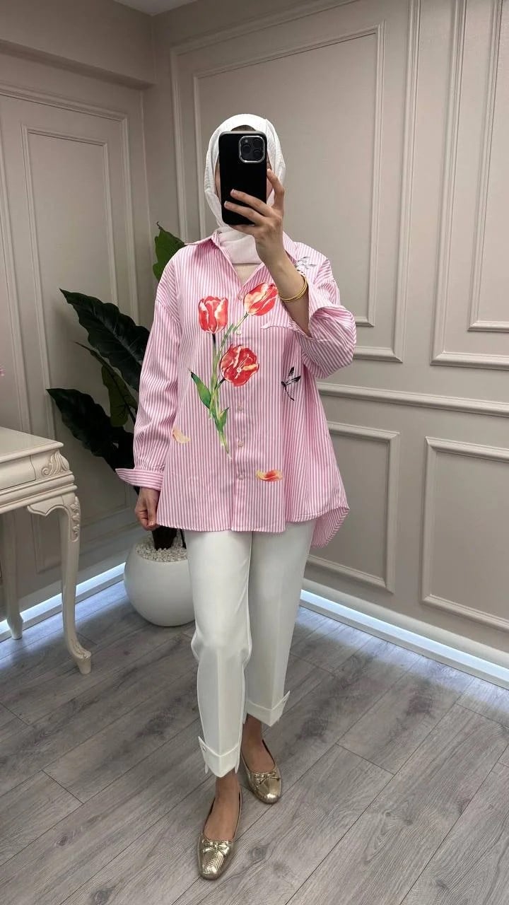 Ghisa 3611G4432 Pembe Baskı Detaylı Gömlek