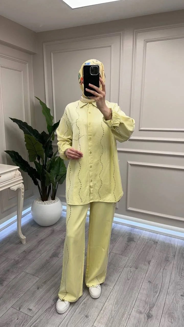 Ghisa 3611T9297 Sarı Zımba Detaylı Takım