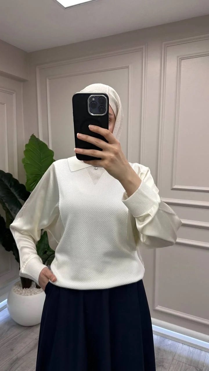 Ghisa 3651T4414 Kemik Kolları Saten Detaylı Tunik