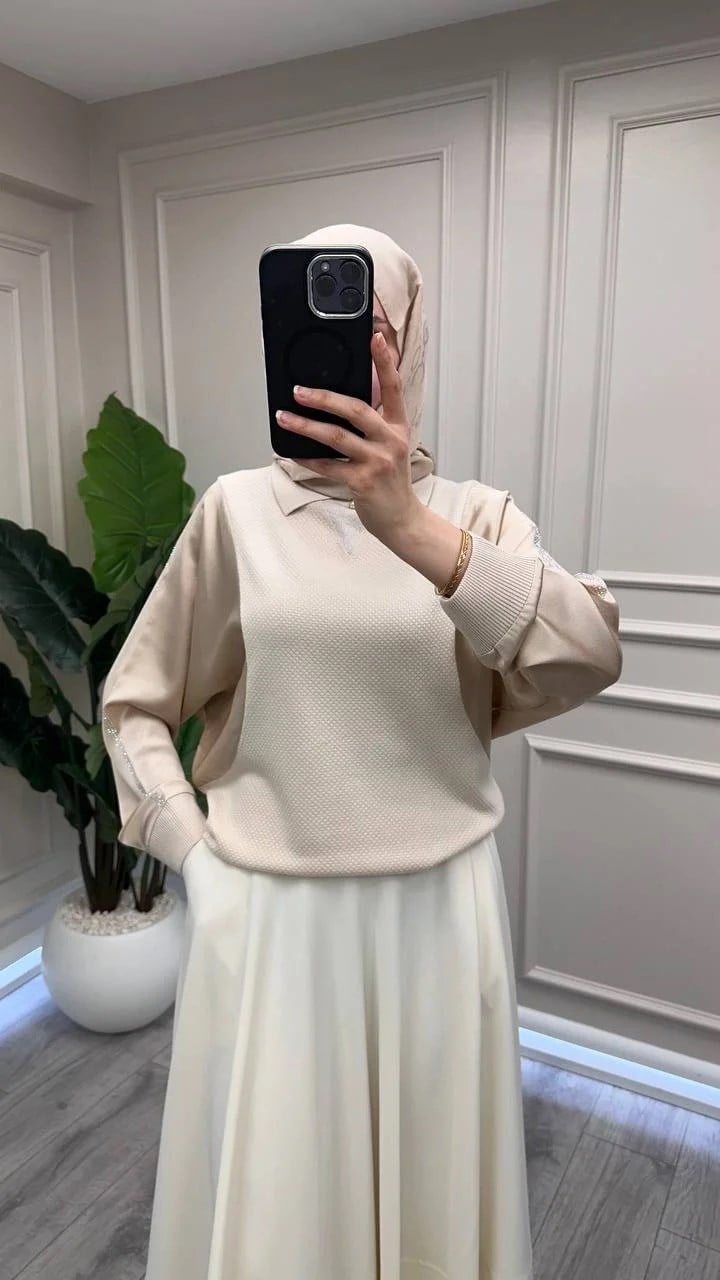 Ghisa 3651T4414 Taş Kolları Saten Detaylı Tunik