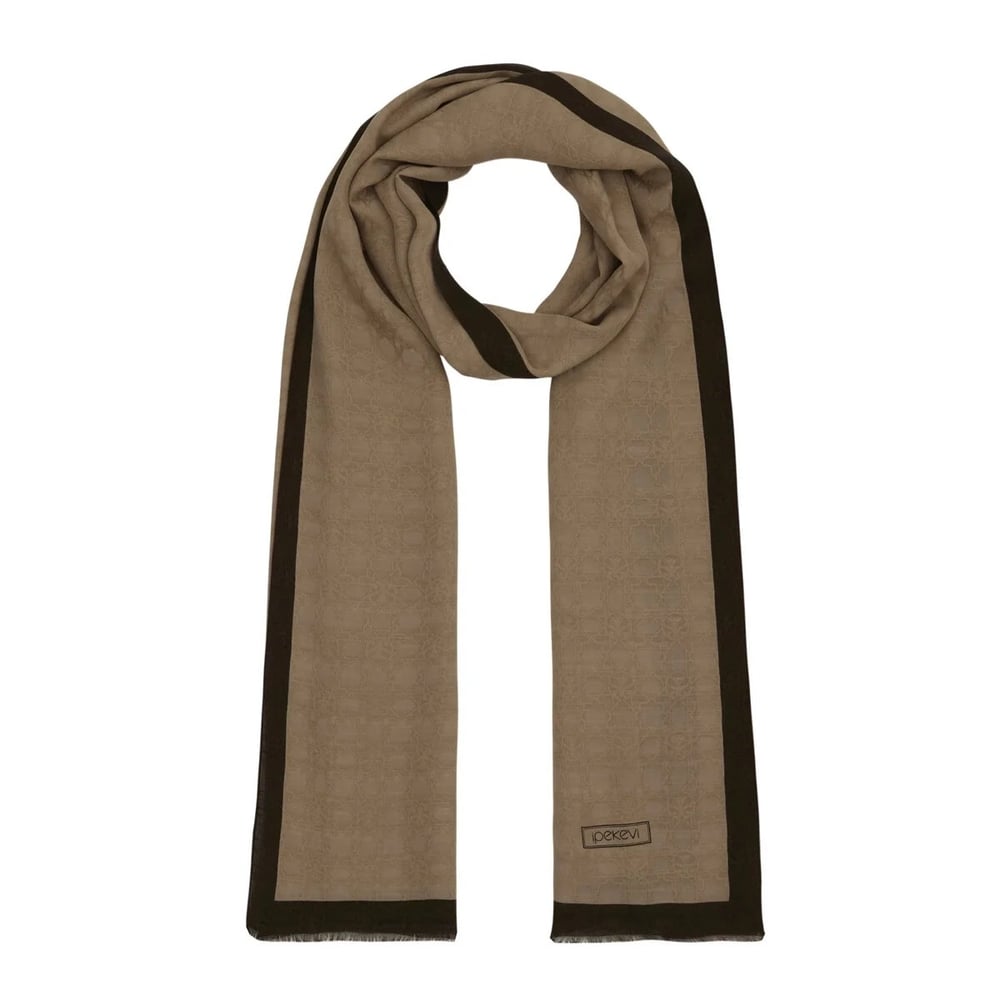 İpekevi 04356 Sütlü Kahve Dört Mevsim Monogram Şal