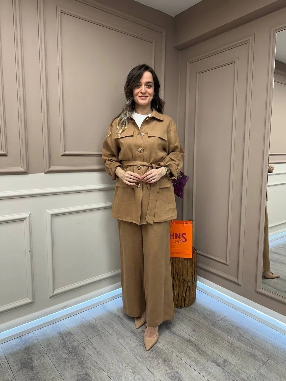 Lisa Exclusive 5107 Camel Keten Takım