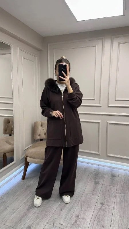 Lisa Exclusive 6074 Kahve Kürklü Takım