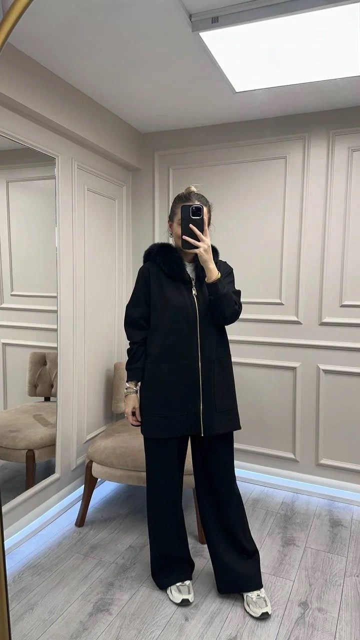 Lisa Exclusive 6074 Siyah Kürklü Takım