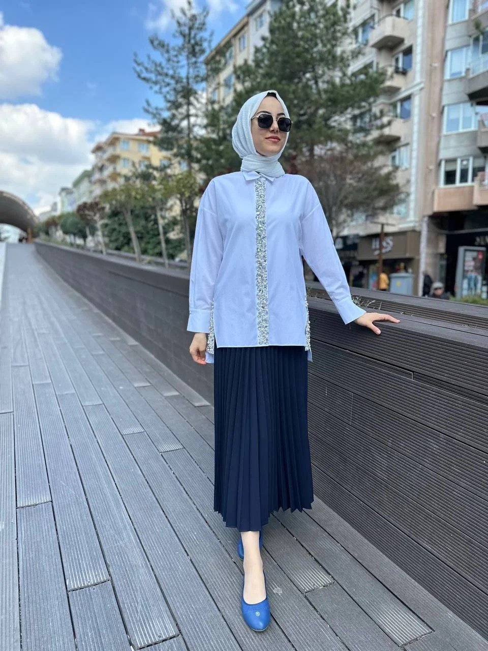 MY312 24S8216 Beyaz İşlemeli Tunik