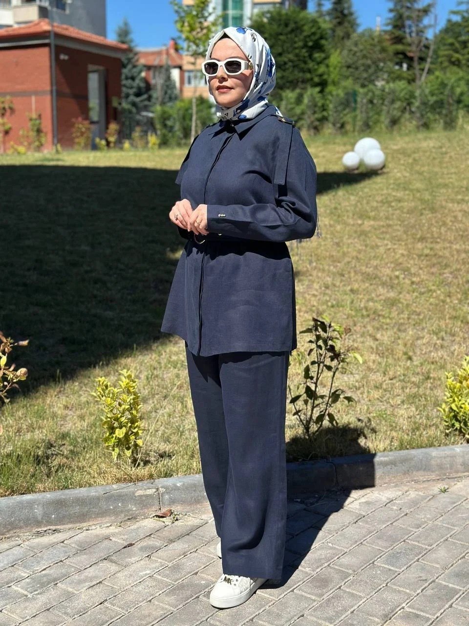 Miss Dalida 2266256 Lacivert Gizli Patlı Omuz Detaylı Keten Gömlek