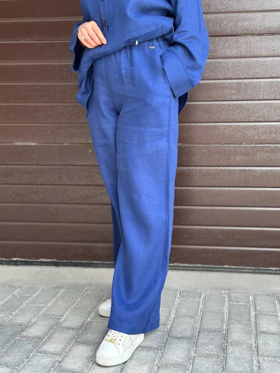 Miss Dalida 2267258 Mavi Bol Paça İpek Keten Pantolon