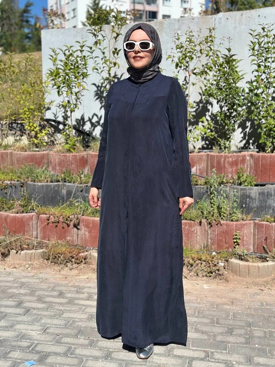 Miss Dalida 2268285 Lacivert Yakasız Yırtmaç Detaylı Keten Ceket