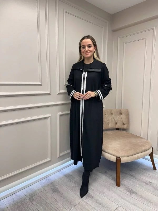Misswhence 38503 Siyah Şerit Detaylı Keçe Kap