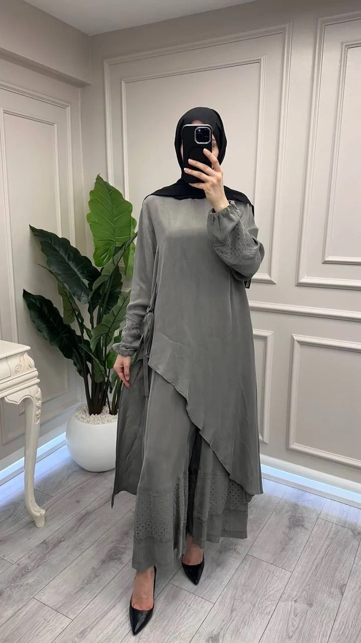 Misswhence 39003 Gri Tunik Takım