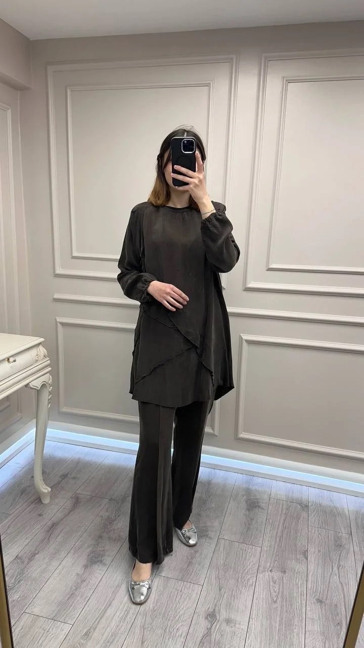 Misswhence 39017 Kahverengi Tunik