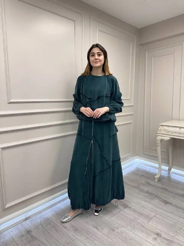 Misswhence 39020 Zümrüt Eteği Fermuar Detaylı Takım