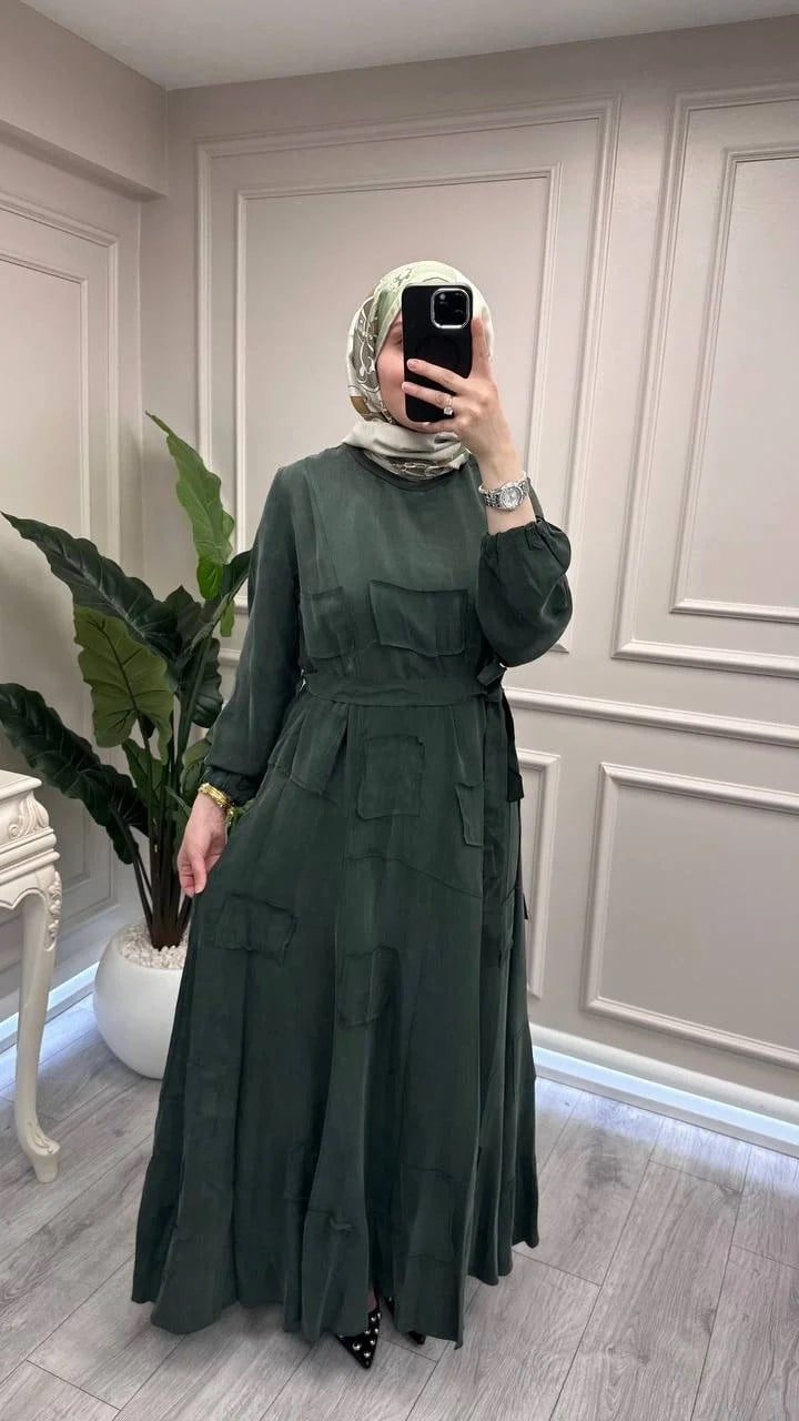 Misswhence 39804 Haki Parça Detaylı Elbise