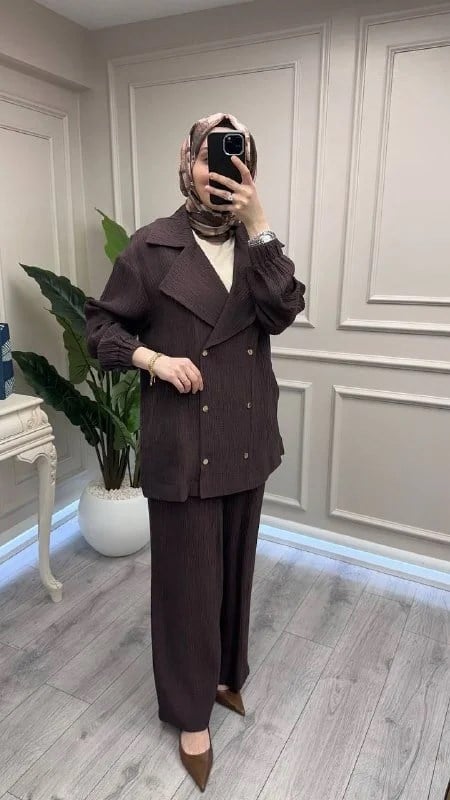 Nuss Triko 26Y1091 Kahve Ceketli Takım