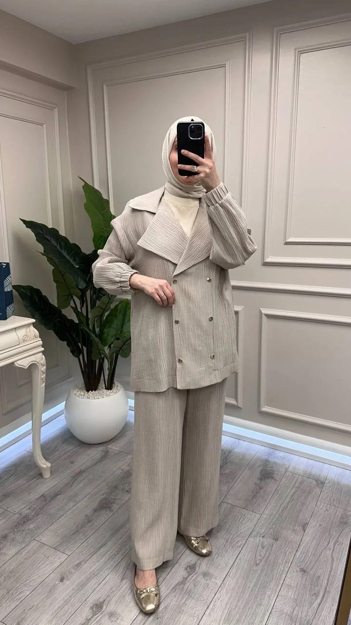 Nuss Triko 26Y1091 Taş Ceketli Takım