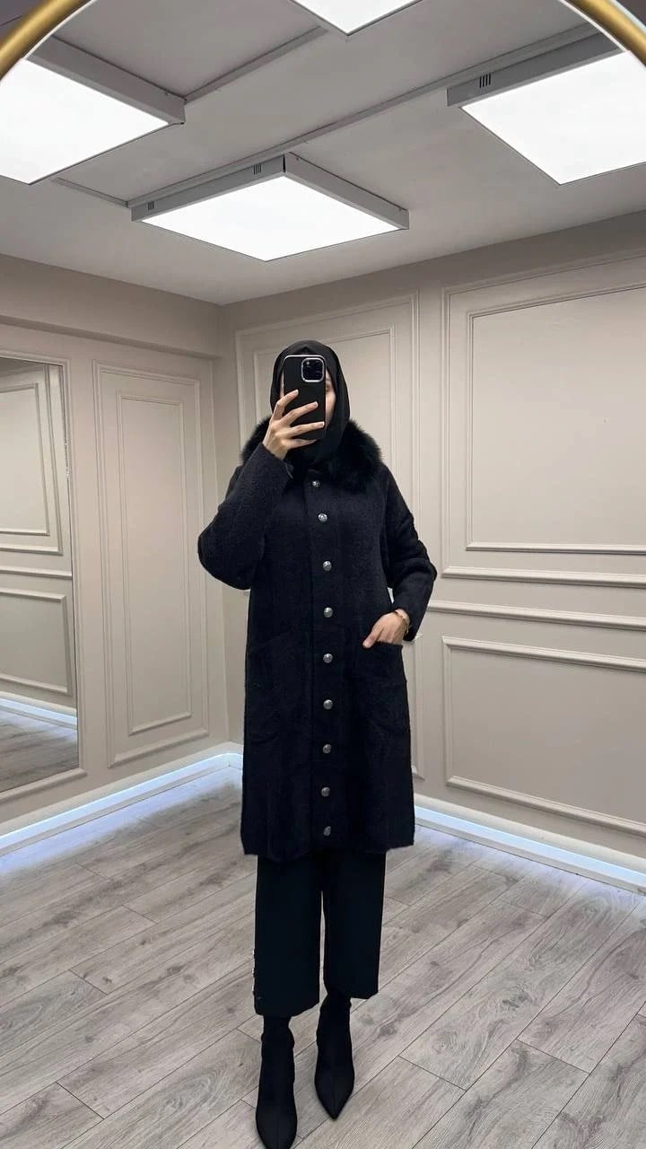 Nuss Triko NS-26K7011 Siyah Angora Kaban