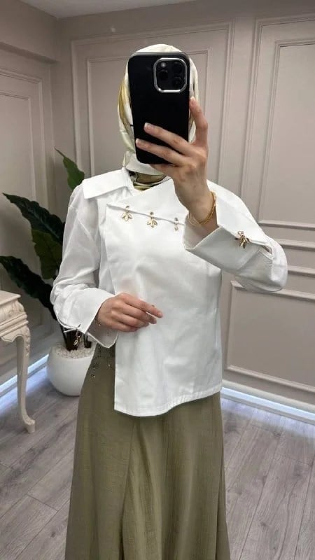 Venöve 26SSGOM0020 Beyaz Aitana Gömlek