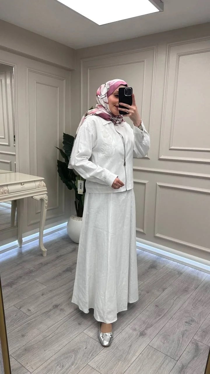 Wennora 1025 Beyaz İkili Elbise