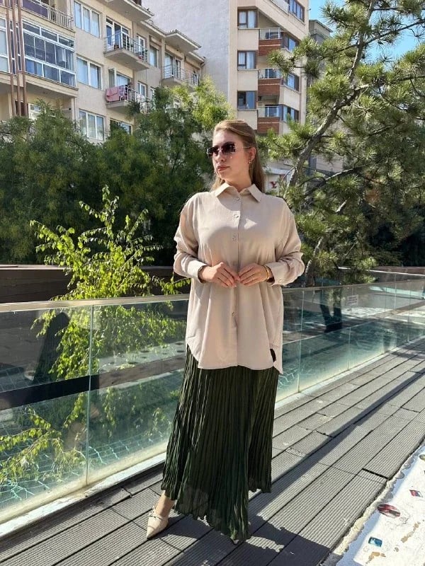 Zeynep Şule 11144 Bej Gömlek