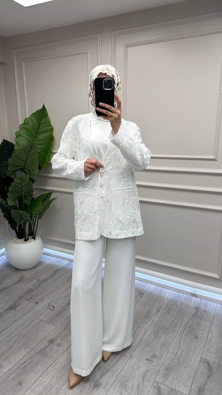 Ghisa 4710C3437 Ekru Dantelli Ceket 