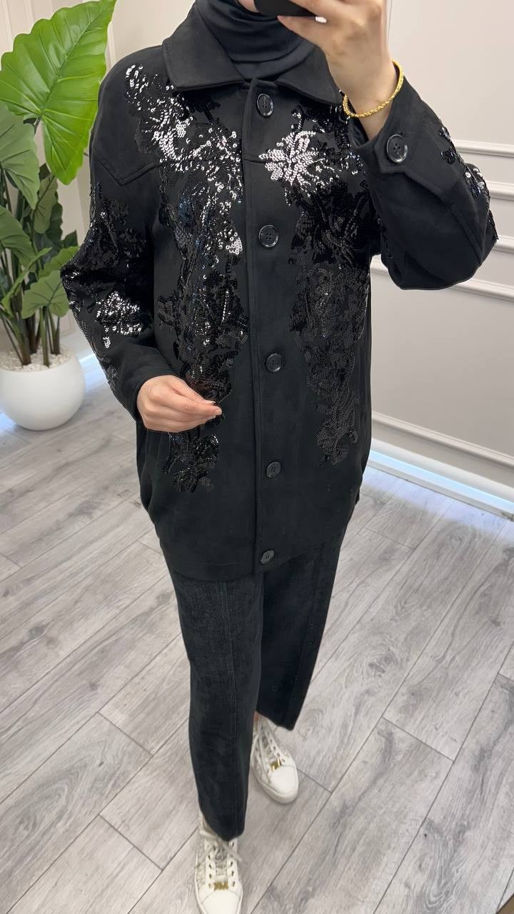 Ghisa 4711C3480 Siyah Payet Detaylı Ceket