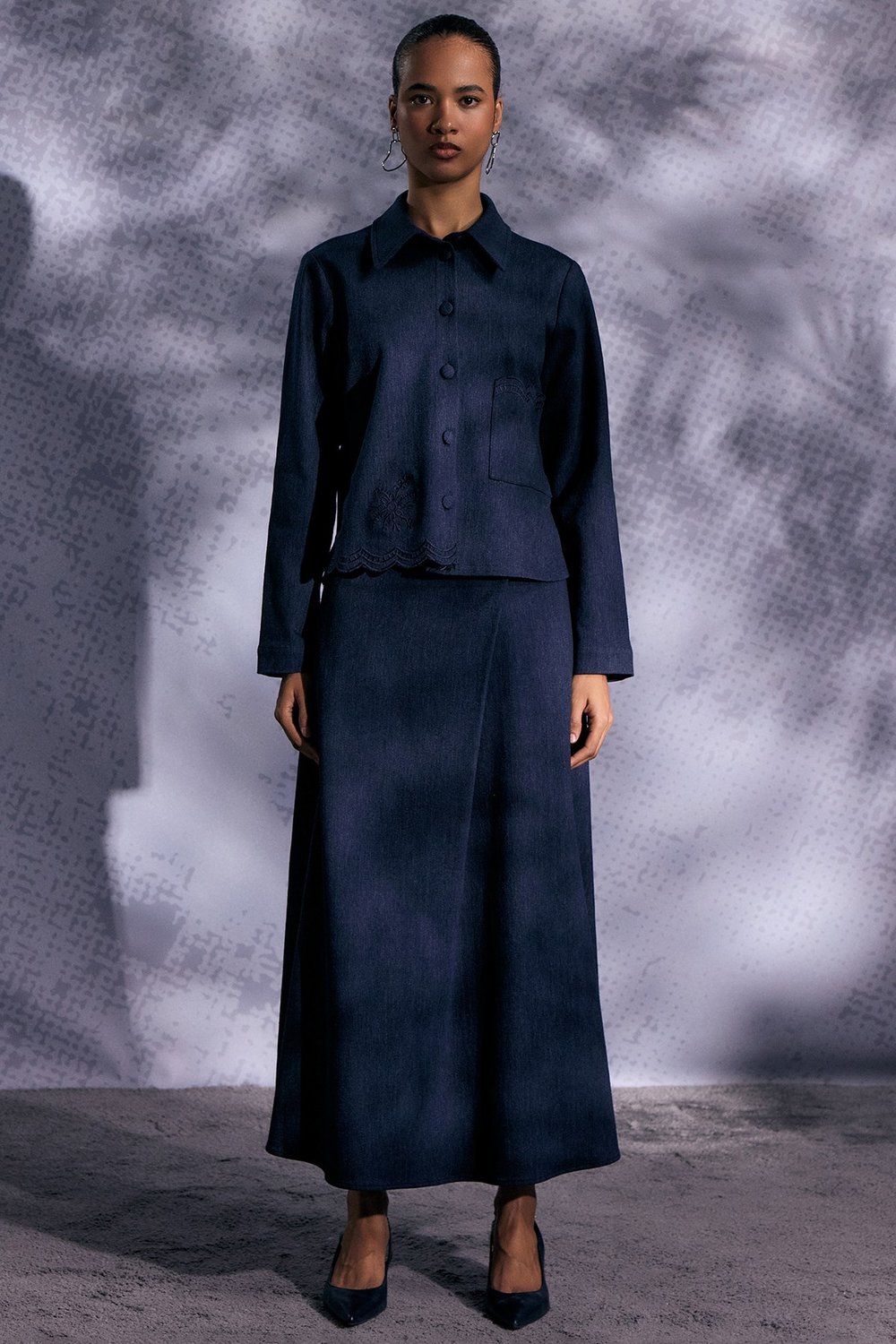 Miss Dalida 3262251 Lacivert Çan Kesim Denim Etek