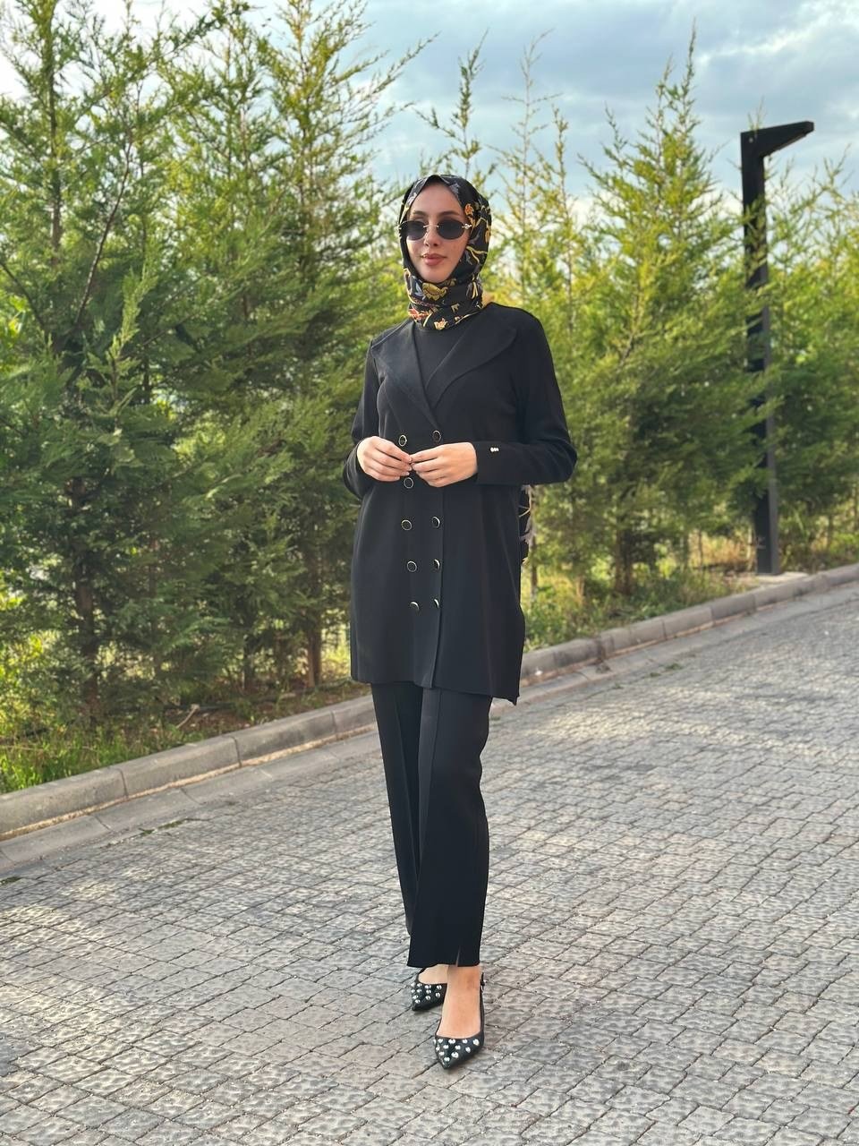 Miss Dalida 4266007 Siyah Katmanlı Efetli Duğmeli Tunik