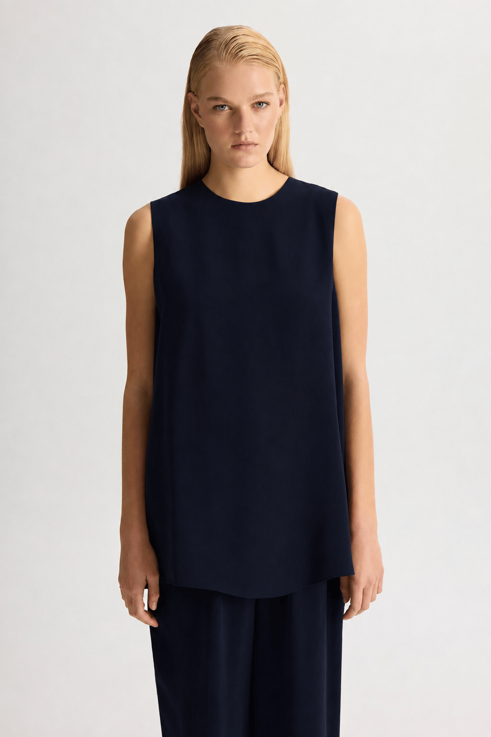 Miss Dalida T26Y-6007 Dark Navy Kolsuz Cupro Tunik Navy