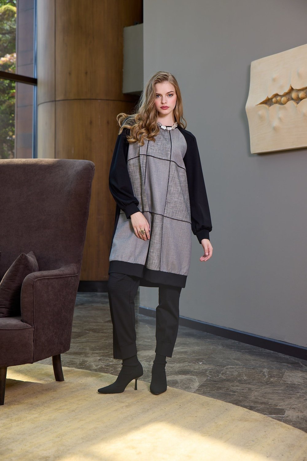 Misswhence 40030 Siyah Desenli Tunik