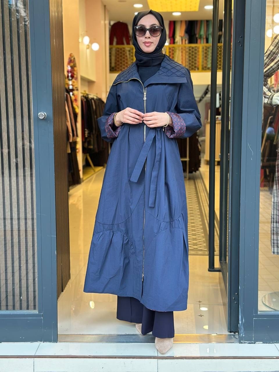 Misswhence 40511 Lacivert Yaka Detay Trençkot