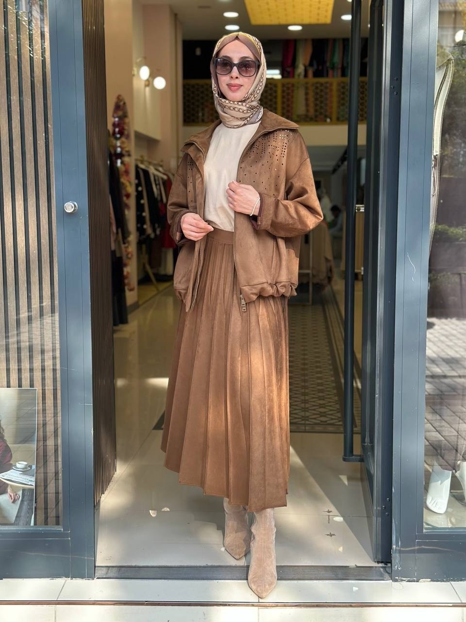 Misswhence 40901 Camel Süet Etek