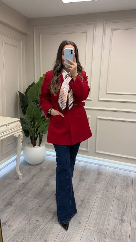 Venöve 27FWCEK0004 Kırmızı Lyla Ceket