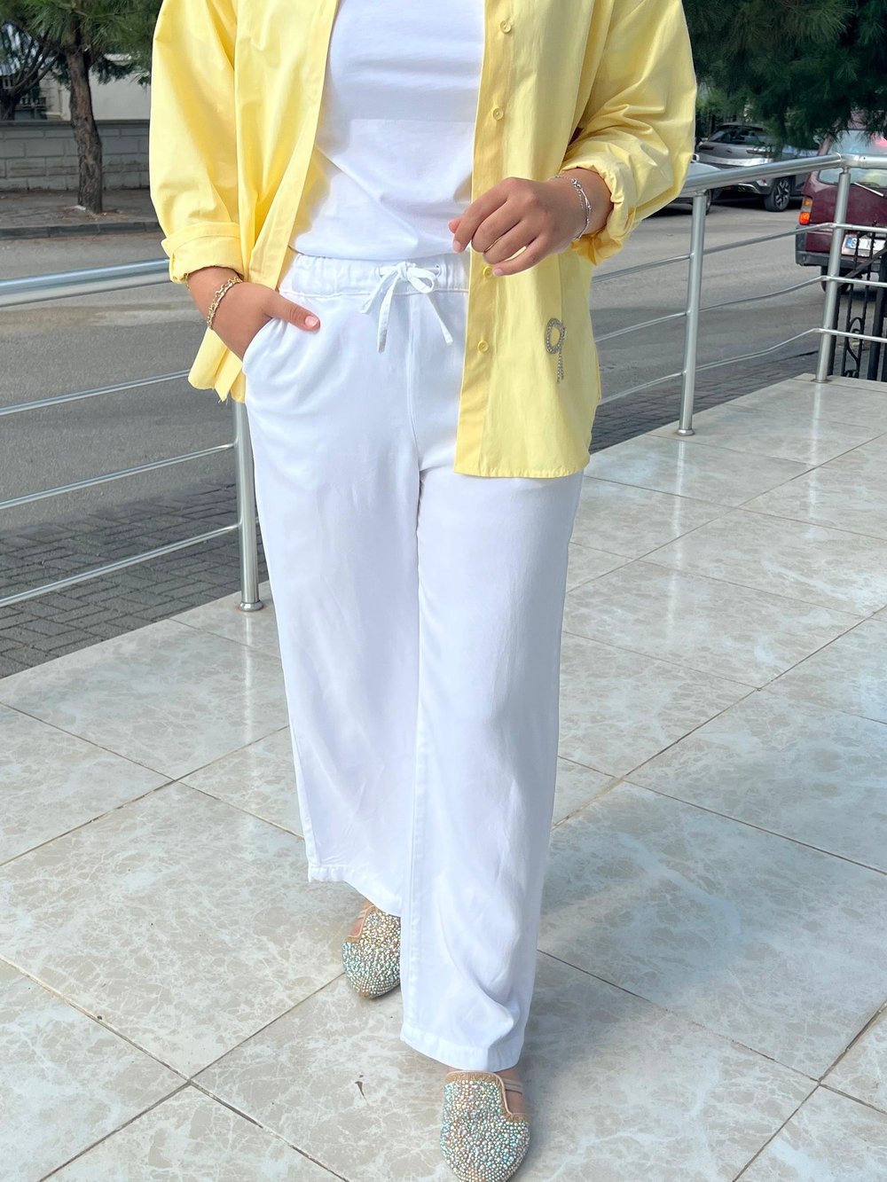 TENSEL BOL PANTALON BEYAZ