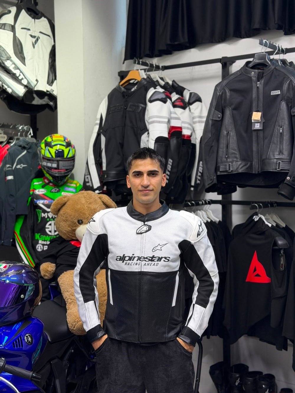 Alpinestars Deri Ceketi Beyaz Hörgüçlü
