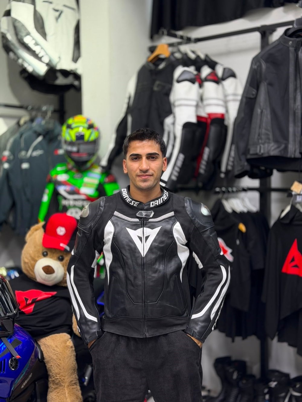Dainese Performance Deri Ceketi Siyah-Beyaz